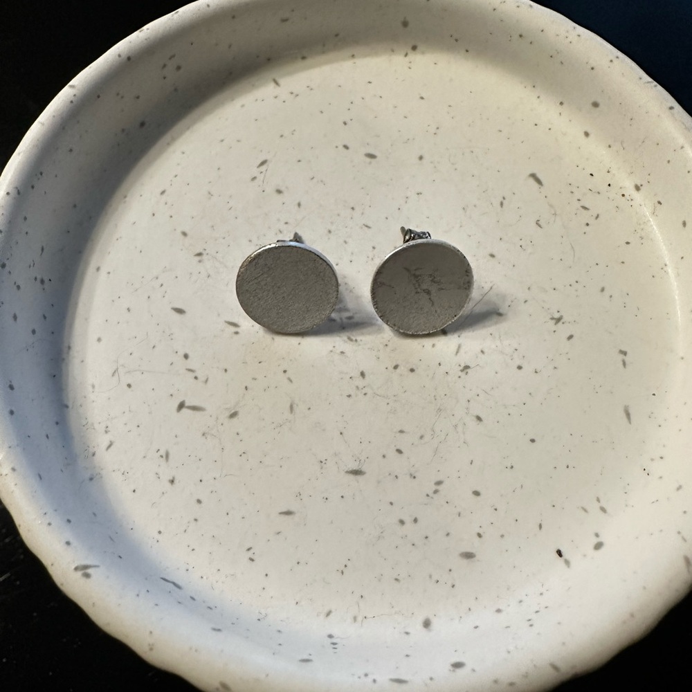 Silver Circle Stud Earrings